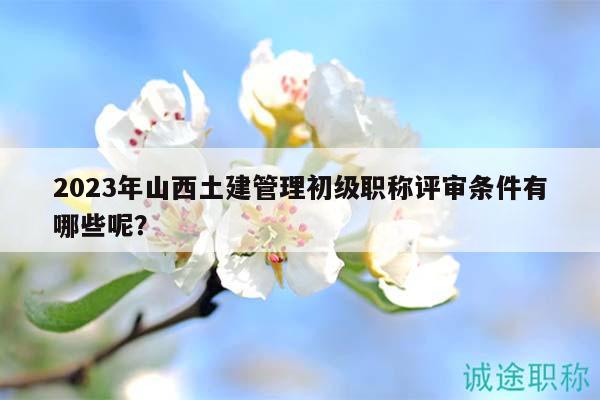 2023年山西土建管理初级职称评审条件有哪些呢？