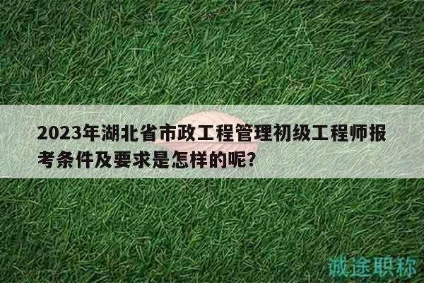 2023年湖北省市政工程管理初级工程师报考条件及要求是怎样的呢？