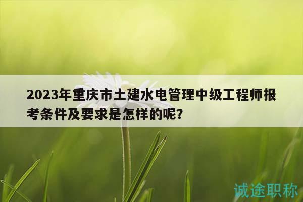 2023年重庆市土建水电管理中级工程师报考条件及要求是怎样的呢？