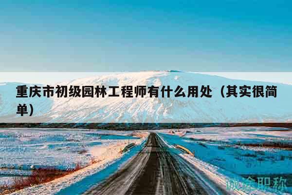 重庆市初级园林工程师有什么用处（其实很简单）