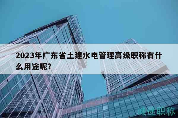 2023年广东省土建水电管理高级职称有什么用途呢？