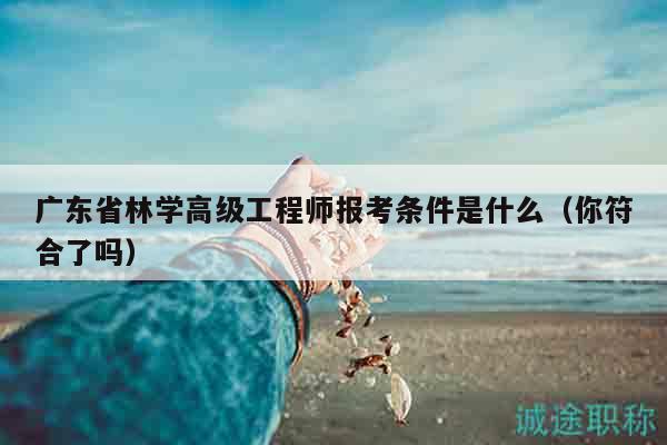 广东省林学高级工程师报考条件是什么（你符合了吗）