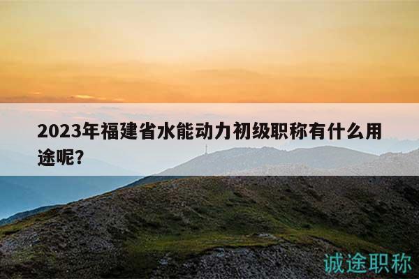 2023年福建省水能动力初级职称有什么用途呢？