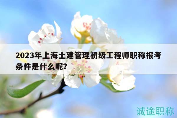 2023年上海土建管理初级工程师职称报考条件是什么呢？