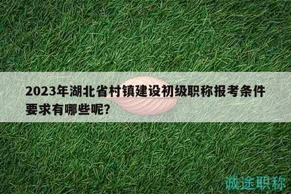 2023年湖北省村镇建设初级职称报考条件要求有哪些呢？