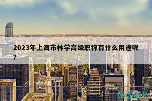 2023年上海市林学高级职称有什么用途呢？