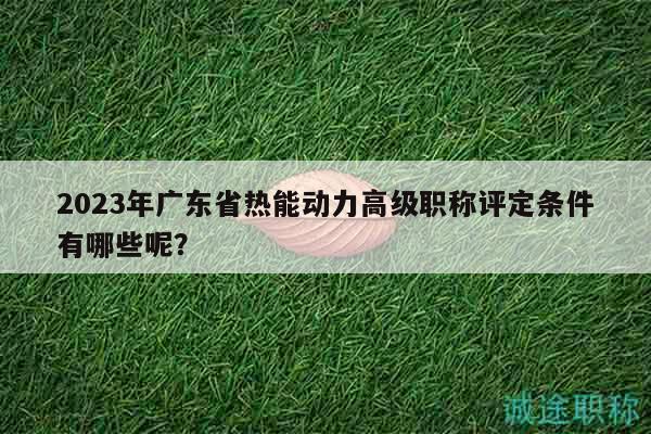 2023年广东省热能动力高级职称评定条件有哪些呢？