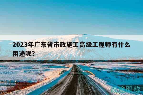 2023年广东省市政施工高级工程师有什么用途呢？