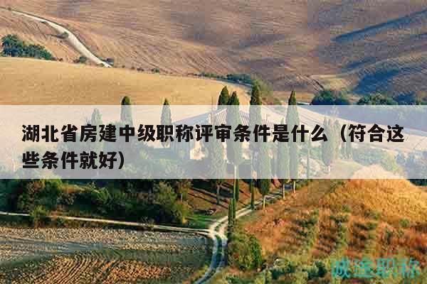 湖北省房建中级职称评审条件是什么（符合这些条件就好）