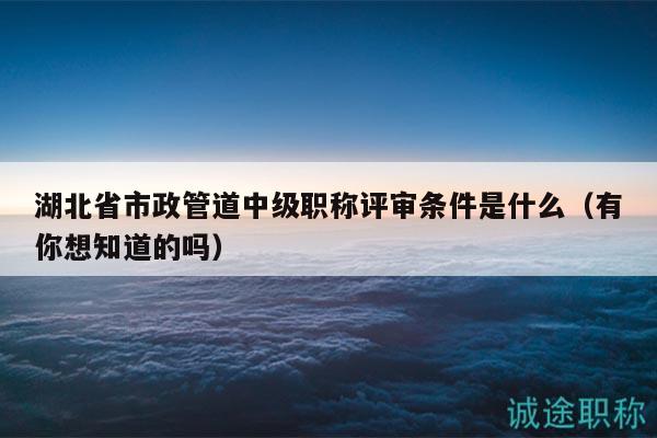 湖北省市政管道中级职称评审条件是什么（有你想知道的吗）