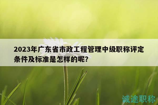 2023年广东省市政工程管理中级职称评定条件及标准是怎样的呢？