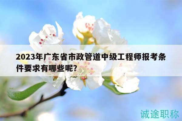 2023年广东省市政管道中级工程师报考条件要求有哪些呢？
