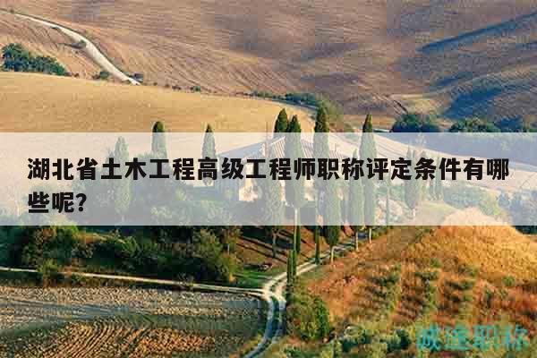 湖北省土木工程高级工程师职称评定条件有哪些呢？