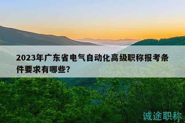 2023年广东省电气自动化高级职称报考条件要求有哪些？
