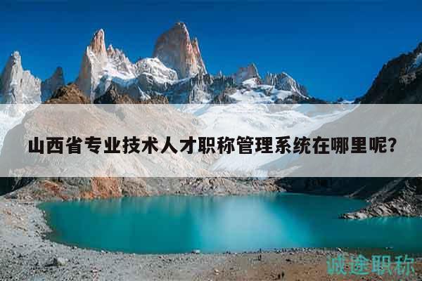 山西省专业技术人才职称管理系统在哪里呢？