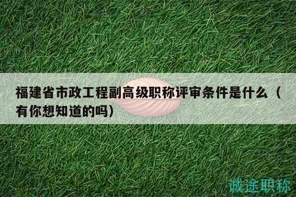 福建省市政工程副高级职称评审条件是什么（有你想知道的吗）