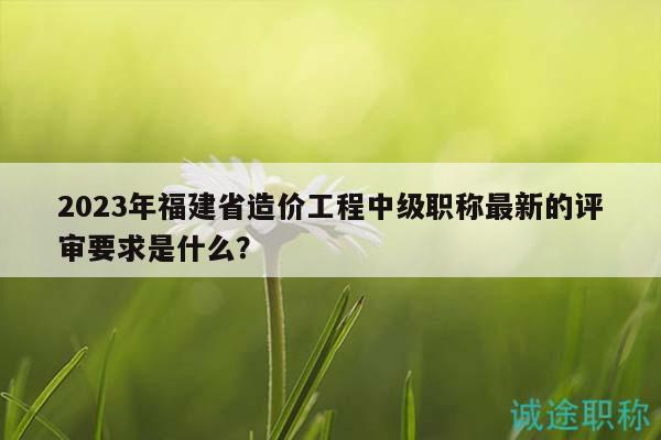 2023年福建省造价工程中级职称最新的评审要求是什么？