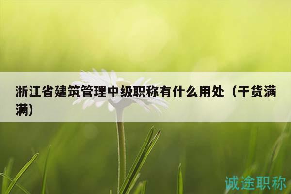 浙江省建筑管理中级职称有什么用处（干货满满）