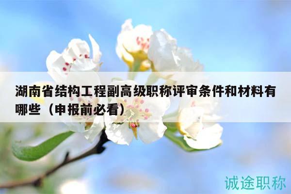 湖南省结构工程副高级职称评审条件和材料有哪些（申报前必看）
