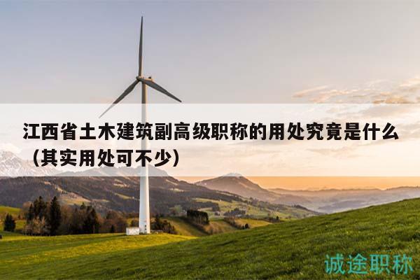 江西省土木建筑副高级职称的用处究竟是什么（其实用处可不少）