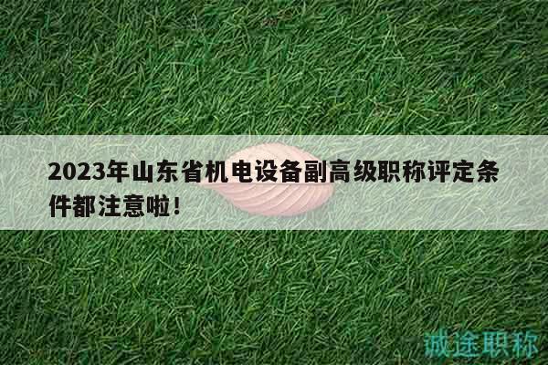 2023年山东省机电设备副高级职称评定条件都注意啦！
