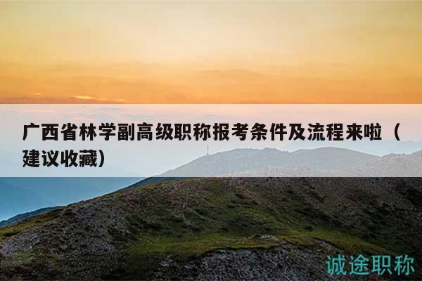 广西省林学副高级职称报考条件及流程来啦（建议收藏）