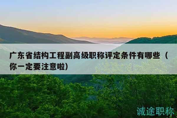 广东省结构工程副高级职称评定条件有哪些（你一定要注意啦）