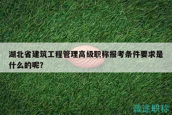 湖北省建筑工程管理高级职称报考条件要求是什么的呢？