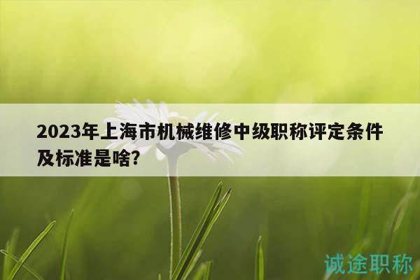 2023年上海市机械维修中级职称评定条件及标准是啥？