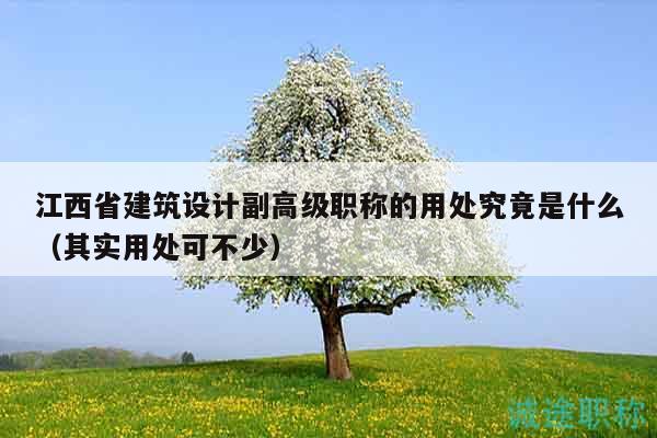 江西省建筑设计副高级职称的用处究竟是什么（其实用处可不少）