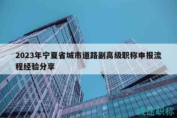 2023年宁夏省城市道路副高级职称申报流程经验分享