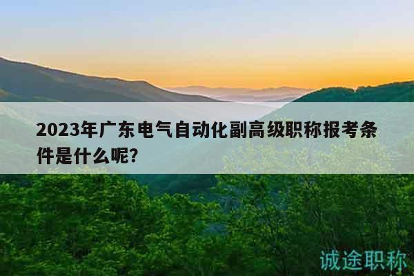 2023年广东电气自动化副高级职称报考条件是什么呢？