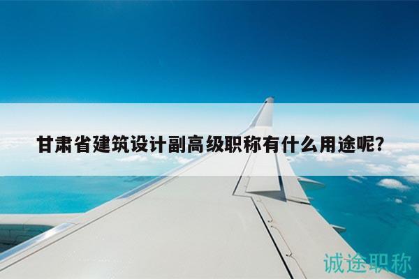 甘肃省建筑设计副高级职称有什么用途呢？