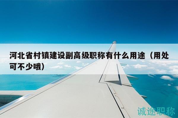 河北省村镇建设副高级职称有什么用途（用处可不少哦）
