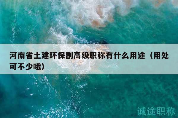 河南省土建环保副高级职称有什么用途（用处可不少哦）