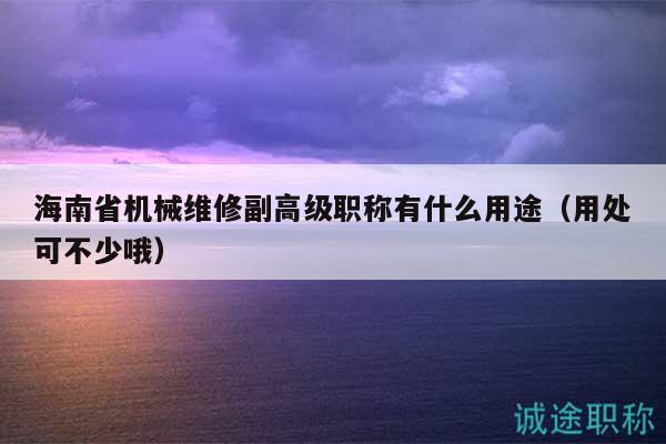 海南省机械维修副高级职称有什么用途（用处可不少哦）