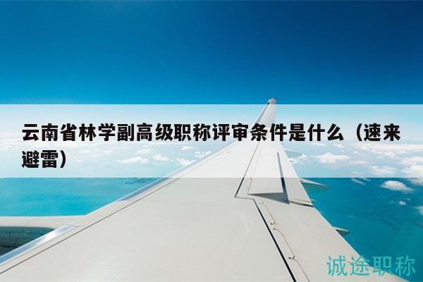 云南省林学副高级职称评审条件是什么（速来避雷）