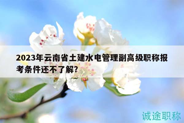 2023年云南省土建水电管理副高级职称报考条件还不了解？