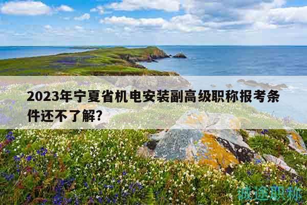 2023年宁夏省机电安装副高级职称报考条件还不了解？