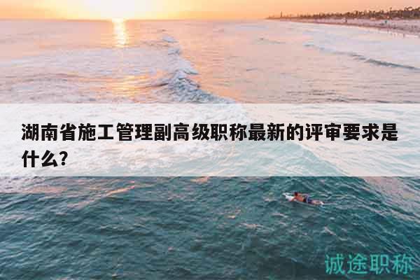 湖南省施工管理副高级职称最新的评审要求是什么？