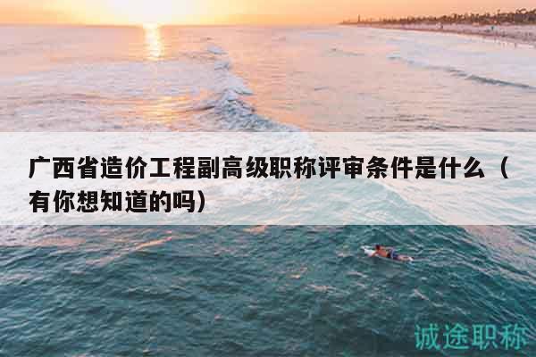广西省造价工程副高级职称评审条件是什么（有你想知道的吗）