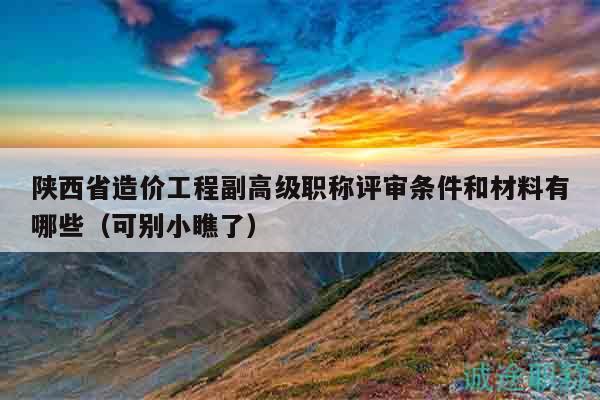 陕西省造价工程副高级职称评审条件和材料有哪些（可别小瞧了）