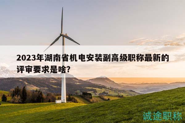 2023年湖南省机电安装副高级职称最新的评审要求是啥？