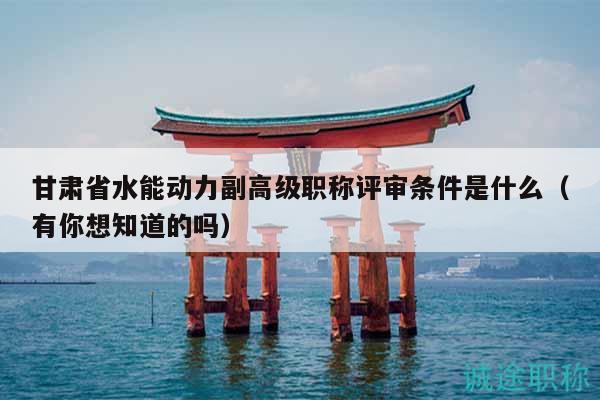 甘肃省水能动力副高级职称评审条件是什么（有你想知道的吗）
