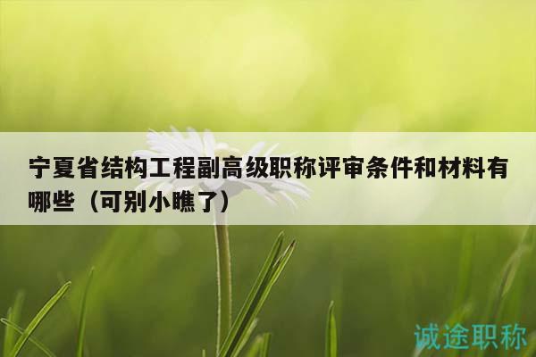 宁夏省结构工程副高级职称评审条件和材料有哪些（可别小瞧了）