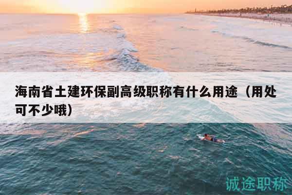 海南省土建环保副高级职称有什么用途（用处可不少哦）