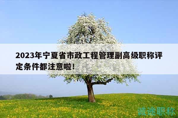 2023年宁夏省市政工程管理副高级职称评定条件都注意啦！