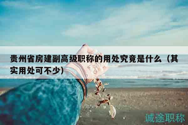 贵州省房建副高级职称的用处究竟是什么（其实用处可不少）