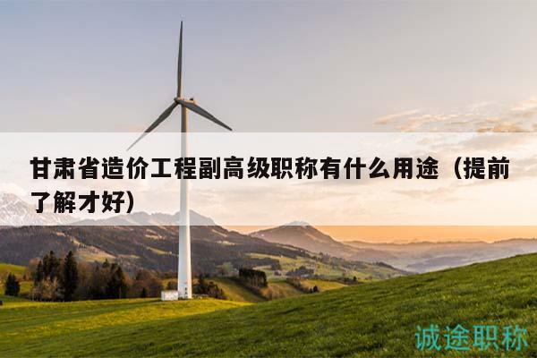 甘肃省造价工程副高级职称有什么用途（提前了解才好）