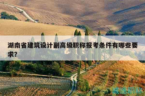 湖南省建筑设计副高级职称报考条件有哪些要求？